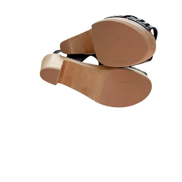 Swedish Hasbeens Woven Clog Sandals 36 US 6 Black Heeled Shoes Boho - Picture 10 of 10